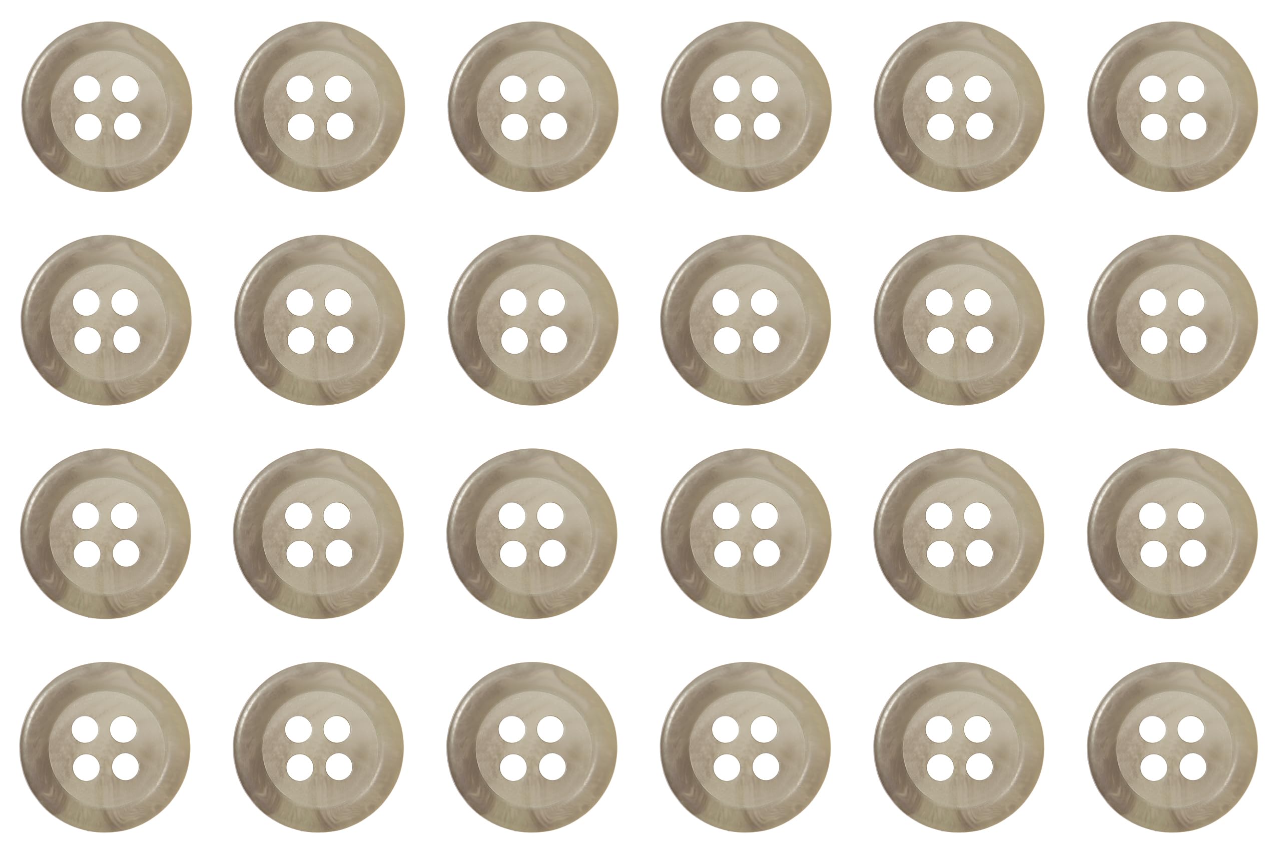 Pack of 24 Light Grey Taupe 11mm Round Faux Horn Sew On Plastic Buttons for Shirts Blouses Flat 4 Holes 18L