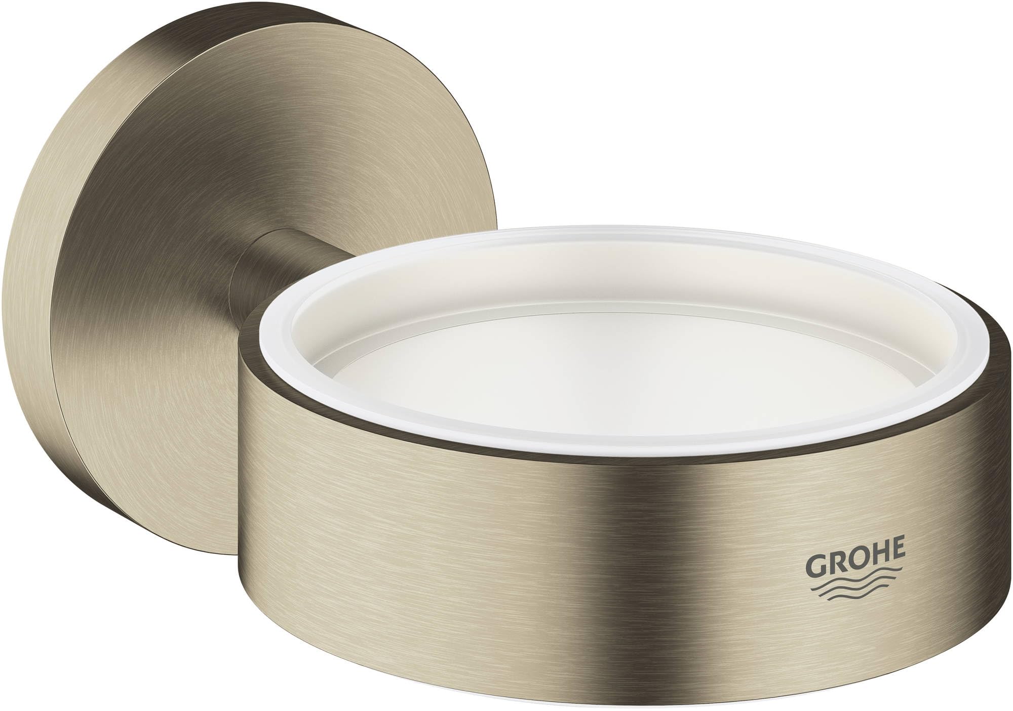 GROHE Essentials Holder for Use with the Glass, Soap Dish or Soap Dispenser, German Engineered, Metal in Brushed Nickel and with Concealed Fastening, 40369EN1