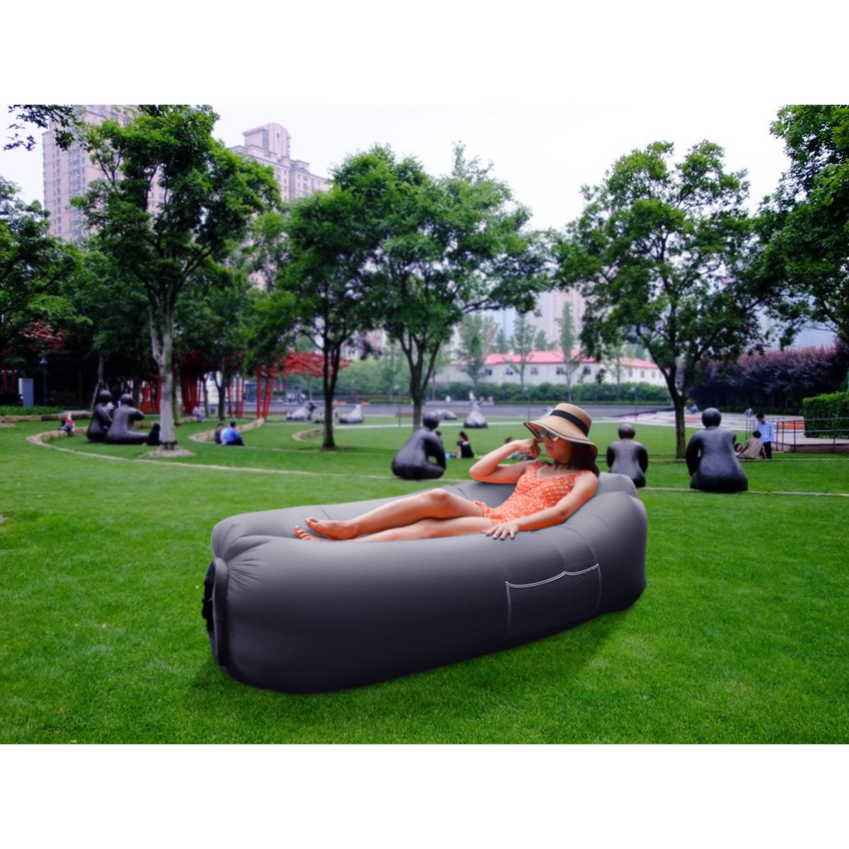 AOGE Sofá inflable iregro portátil hinchable Puf con cojín ...