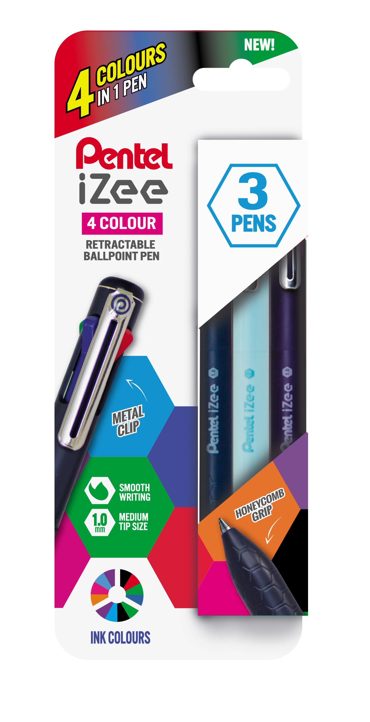 Pentel iZee 4 Colour Triple Blister