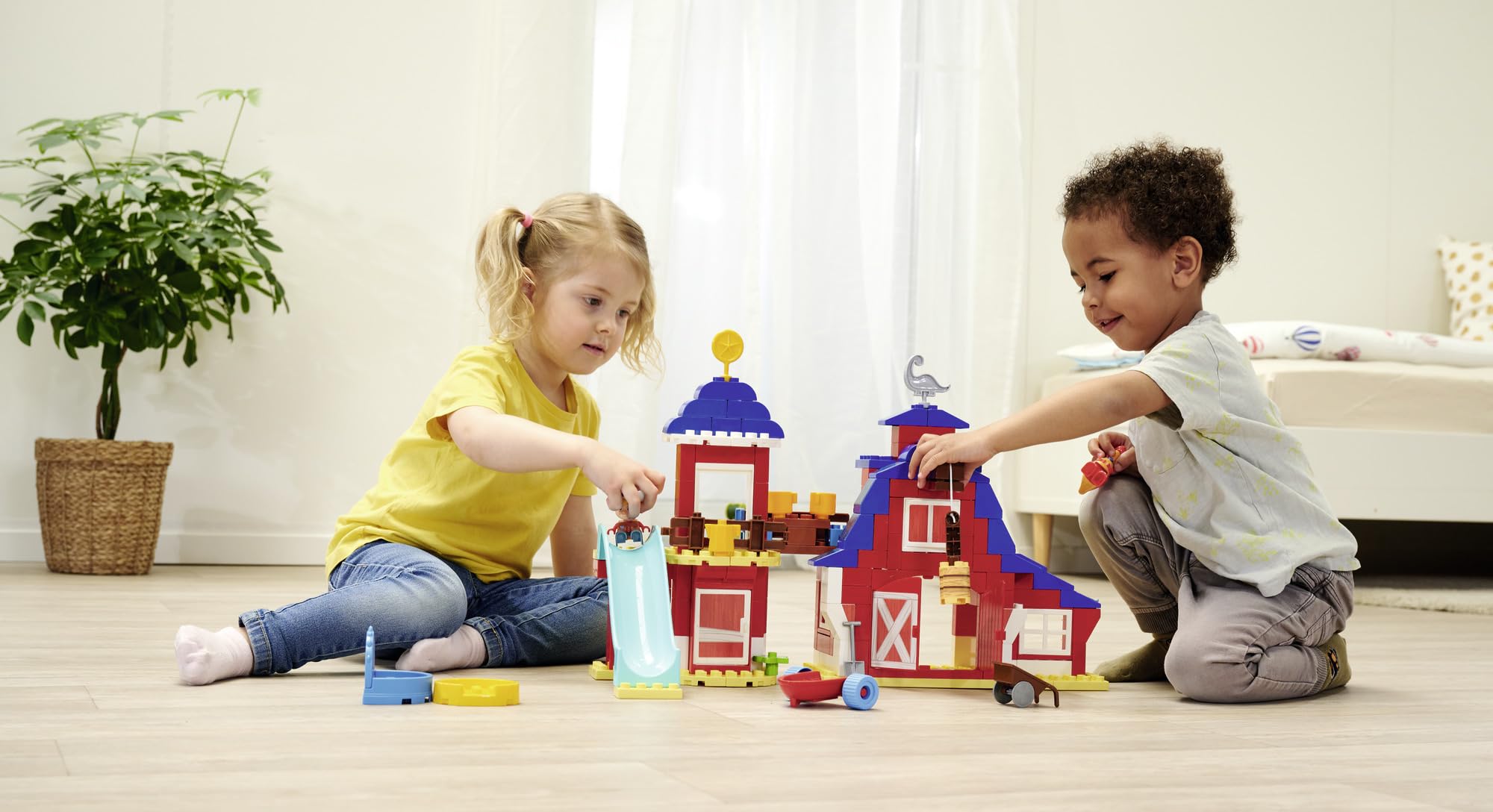 Big-Bloxx - Dino Ranch Clubhaus - XXL Spielset (168 Bausteine) für großes Club House mit Mehreren Etagen, Spielfigur Jon, Dino Figur Blitz und Zubehör, für Kinder von 18 Monate bis 5 Jahre 5