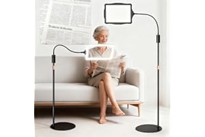 Hands-Free Floor Magnifying Glass with Light and Stand - 48 LED Magnifier Lamp with 360° Flexible Gooseneck, Ideal for Craft,