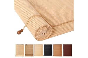 BAYUE Bamboo Blinds, Easy to Install Bamboo Shades for Indoor Windows, Custom Sizes Roller Shades for Indoor Windows, Roll Up Blinds Indoor Outdoor Patio