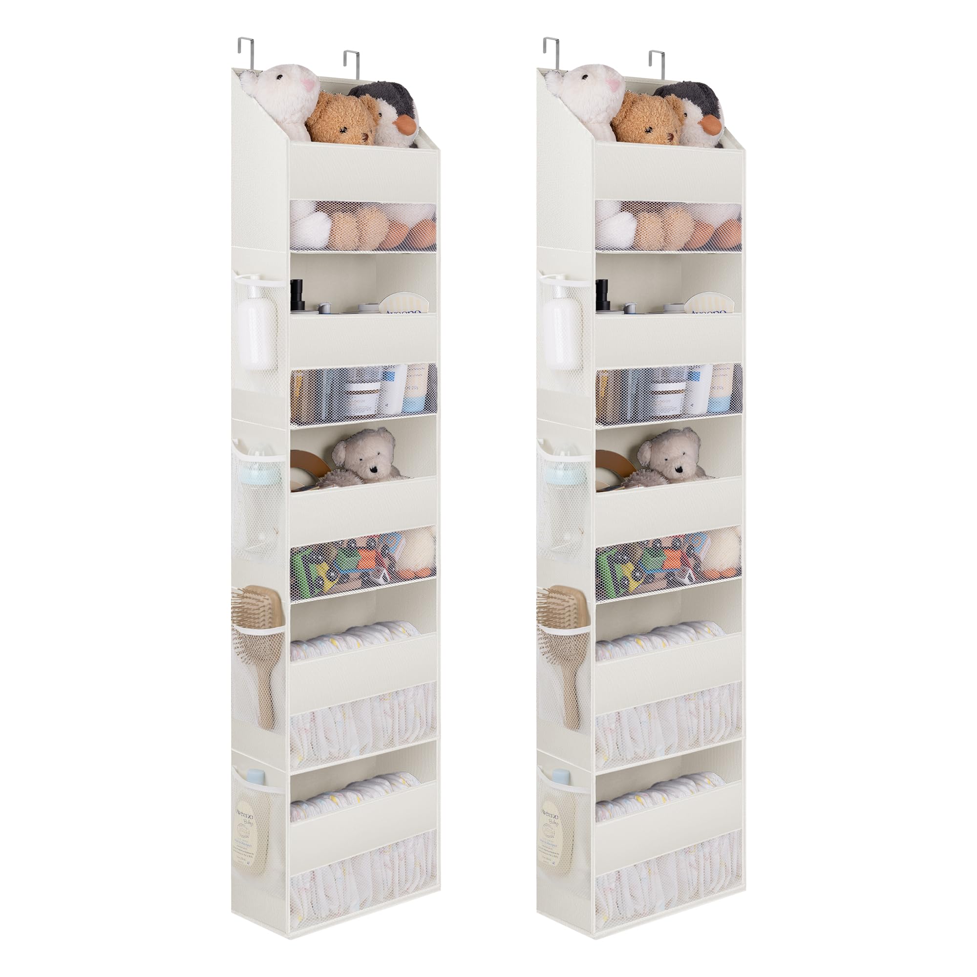 GRANNY SAYS 5-Shelf Over Door Storage Organiser, Pack of 2 Hanging Organiser, Beige, Large Behind Door Storage Organiser for Nursery