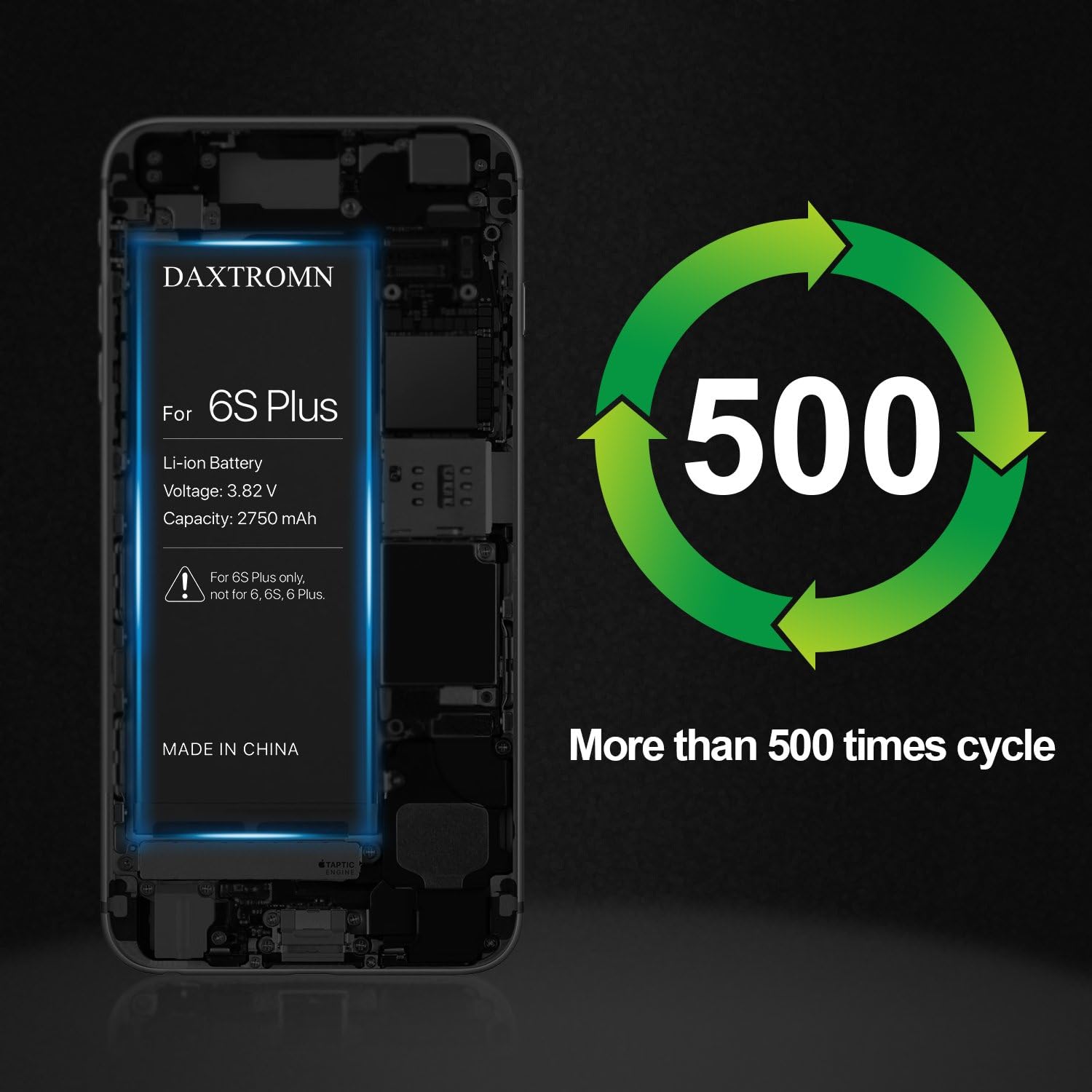 DAXTROMN Replacement Battery Compatible with iPhone 6S Plus- Repair Kit with Tools, Adhesive Strips - 2750 mAh 0 Cycle - 2 Years Warr