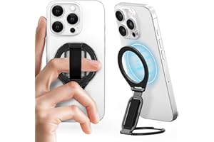XZZUO for MagSafe Phone Grip with Adjustable Finger Strap, All-in-ONE for MagSafe Kickstand Compatible with Wireless Charging