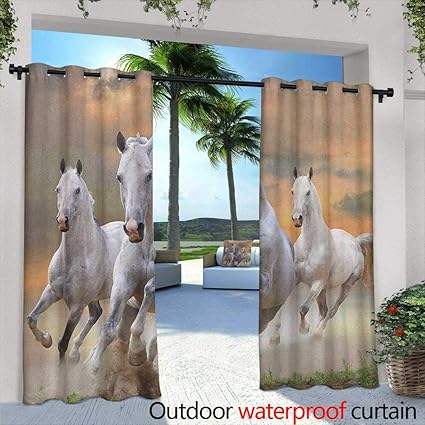 Amazon Com Loveeo Horses Outdoor Curtains Stallion Horses