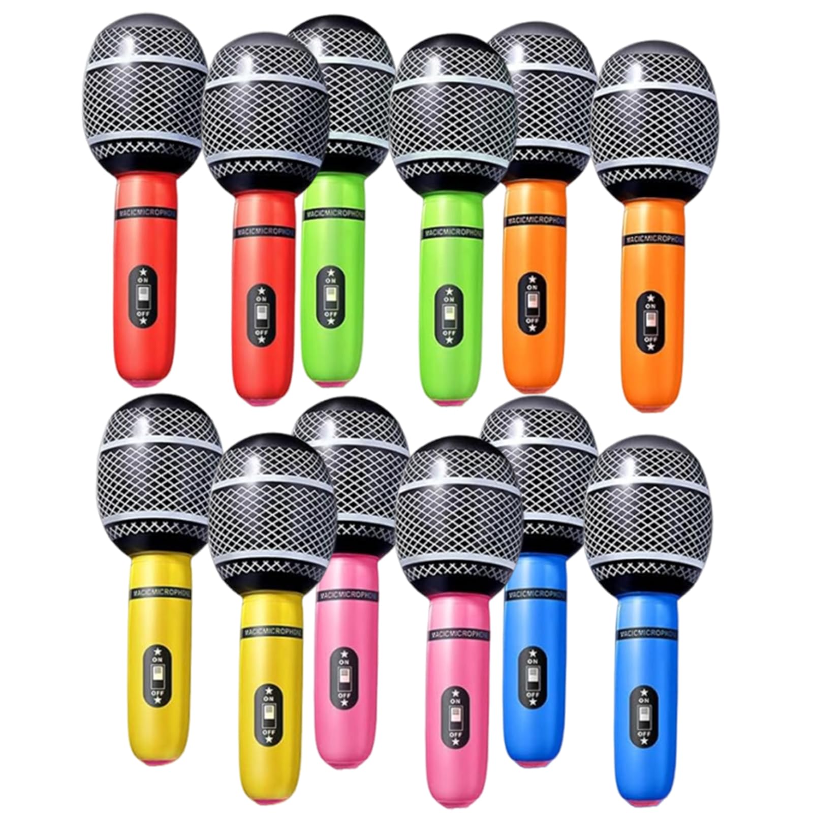 Niwieoi 12 PCS Inflatable Microphones - Blow-Up Props and Accessories for Parties, Eurovision Decorations