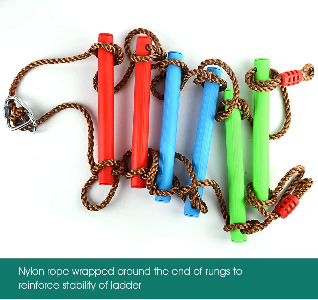 TOPNEW 6.6 Ft Climbing Rope Ladder for Kids, Climbing Ladder Hanging Rope Ladder for Indoor Play Set and Outdoor Tree House, Playground Swing Set and Ninja Slackline: Toys & Games