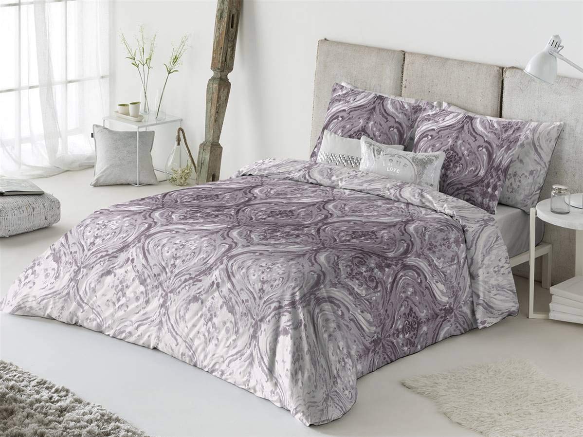 Casa Creativa Doria Nordic with Decorative Cushion Cover, Cotton-Polyester, Mauve, 240 x 270 x 1 cm