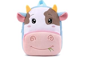 BEFUNIRISE Toddler Backpack for Boys and Girls, Cute Soft Plush Animal Cartoon Mini Backpack Little For Kids 2-6 Years (Cows)