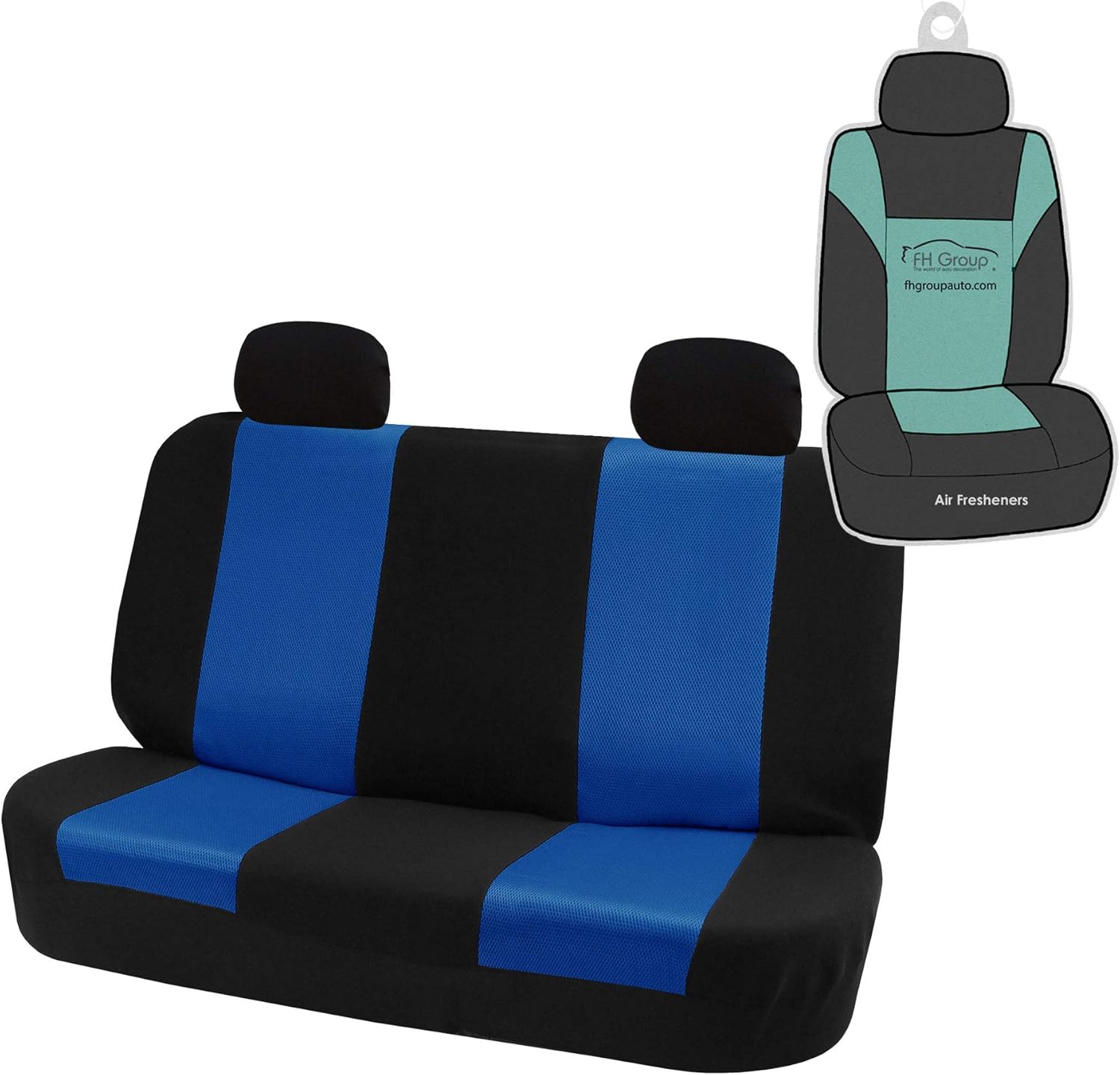 FH Group FB102012 Classic Cloth Seat Covers (Blue) Rear Set with Gift – Universal Fit for Cars Trucks & SUVs