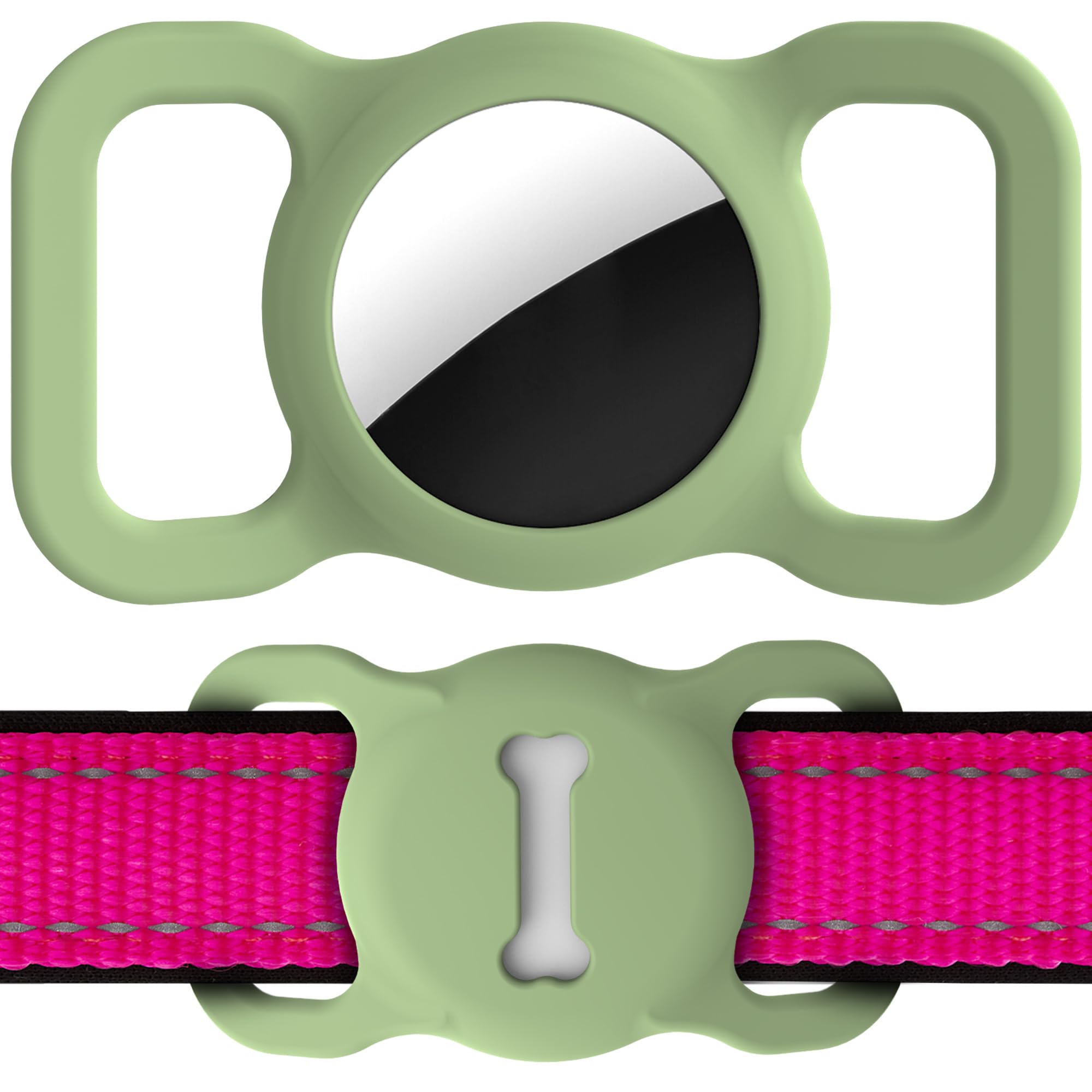 Airtag Dog Collar Holder, DLENP Air Tag Protective Cat Airtag Dog Collar,Silicone AirTags GPS Tracking Accessories,Air Tags with Bone Pattern (1 Pack(Green)) — image 1