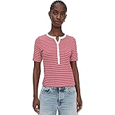 Madewell Women's Striped Elbow-Sleeve Henley Tee