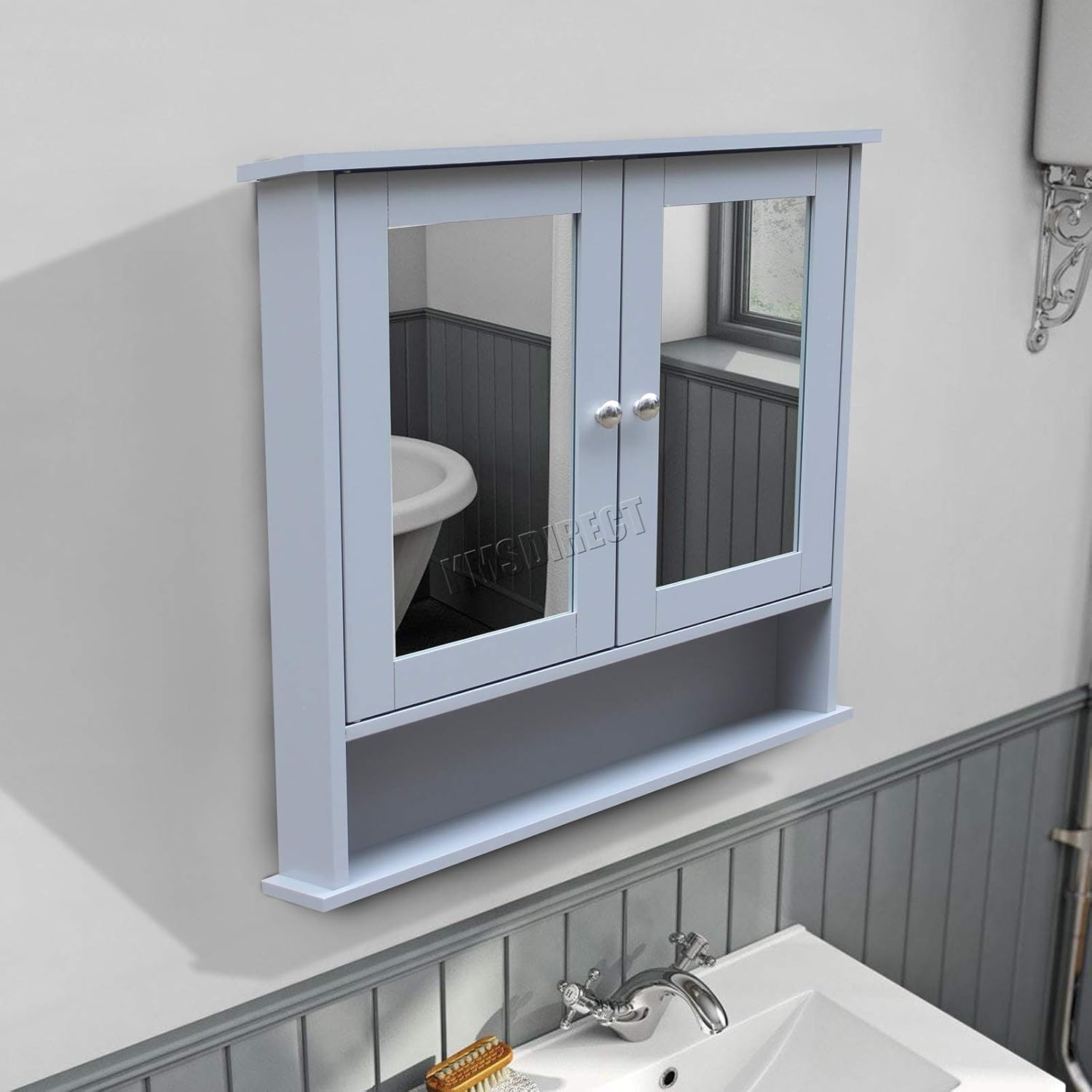Westwood Wall Mount Mirror Bathroom Cabinet Unit Storage Cupboard With Shelf Grey New Bc04 Floor Cabinets