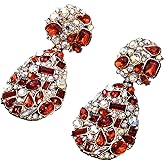 Rhinestone Crystal Teardrop Dangle Earrings Water Drop-Shape Chandelier Crystal Earrings Geometric Statement Wedding Bridal Earrings Shiny Bling Studs Earrings Jewelry for Women