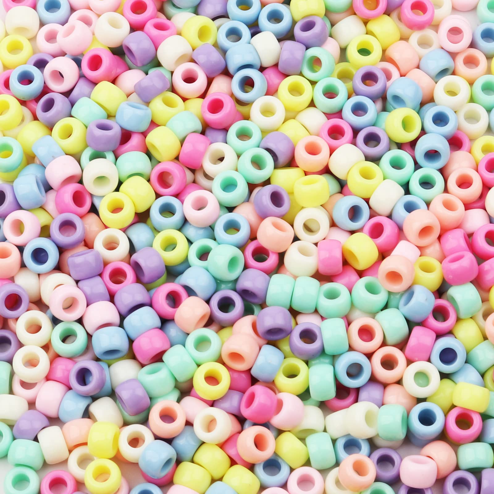 HUASUN Pony Beads - 600pcs 9mm Colorful Acrylic Pearls for Jewellery Making, Home Decor, Kids Bracelet, Keychain, Bag Dangler
