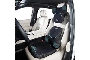 FLORICH Car Seat Cushion and Lumbar Support Pillow for Office Chair Car, Neck Headrest Pillow, Ergonomic Memory Foam, Pressure-Relieving Back Support for Car, Office Chair & Wheelchair – Black