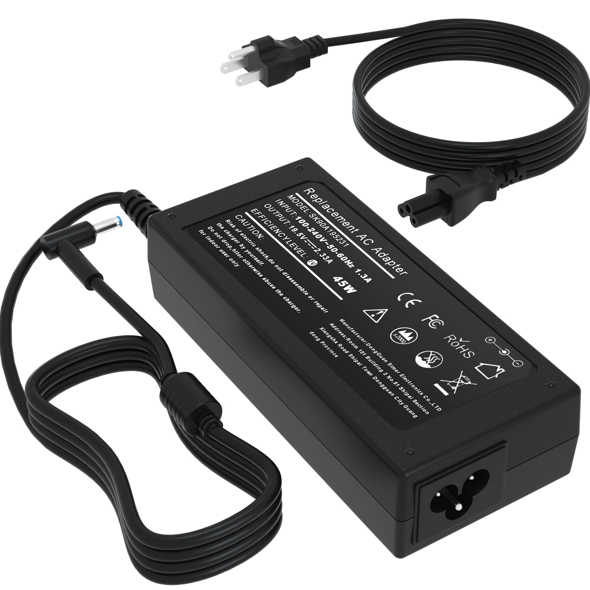 Photo 1 of Tinkon Charger Compatible for HP 14" 15" 15.6" 17" Portable Students and Business Laptop 741727-001, 45W 19.5V 2.31A AC Adapter Replacement for HP Pavilion/Stream Computer Power Supply Cord