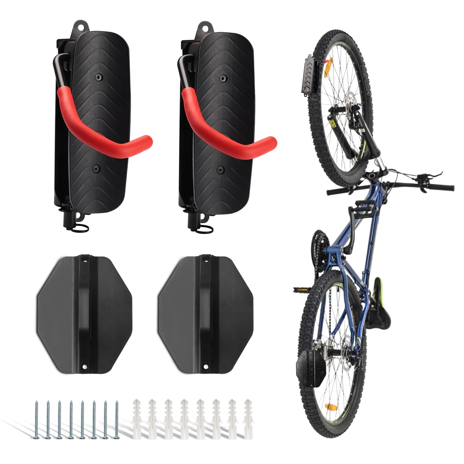 2Pcs Vertical Bike Stand, Bike Wall Mount, Heavy Duty Metal Bike Wall Rack, Wall Mounted Bike Rack for Road Mountain Bike