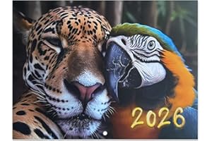 2026 Wall Calendar,Fashionable Fun Animals Hanging Calendar 2026,12 Months High-definition Funny Animals Themed Calendar (Leo