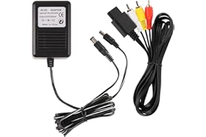 CSTESVN AC Power Supply and AV Cable for Super Nintendo, Power Adapter and Audio Video RCA Cable for Super Nintendo SNES Console to External TV Screen Monitor Bundle Set