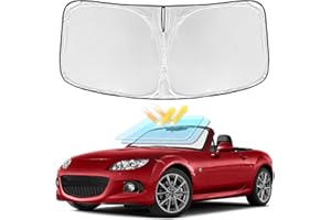 ZOIBV for Mazda MX-5 Miata Convertible 2016-2025 Windshield Sun Shade - 4 Layers Car Sunshades for Front Windows Shade Cover Custom Fit MX-5 Sun Visor 240T Retractable Shade Blocks UV Rays Car Accessories