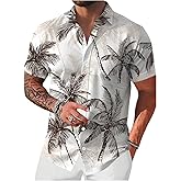 SOLY HUX Men's Summer Hawaiian Shirt Tropical Print Button Down Short Sleeve Casual Vacation Beach Shirts