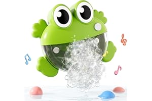 Bath Bubble Machine - One-Button Frog Bath Toy with Suction Cup, Fun Bathtub Toy for Toddlers & Kids, Green Bubble Maker for 