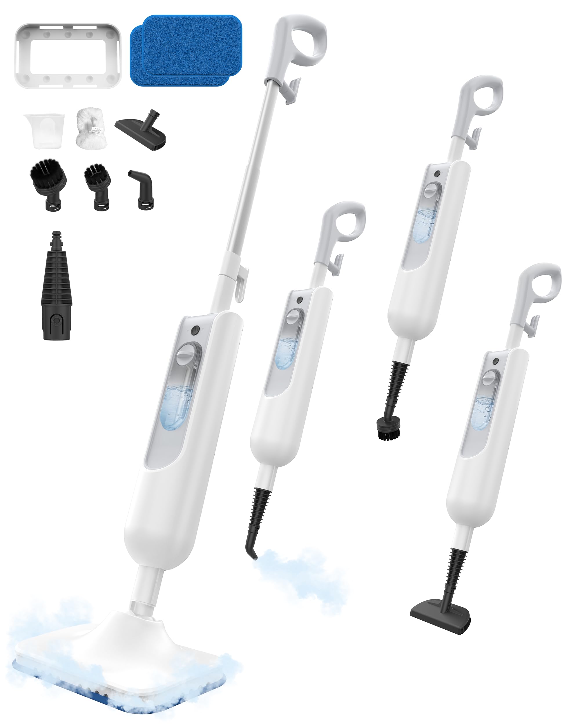 Photo 1 of ***MISSING  ALL MOP PADS & SMALLER ATTACHMENTS*** Hivroo F2 Steam Mop,12-in-1 Handheld Steam Cleaner,Powerful Detachable Steam Mop for Floor Cleaning,360ML Tank,15FT Power Cable,Scrubbing Steam Cleaner for Home,Hardwood,Tile,Grout,Furniture-White