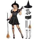 Clarisbelle Women Halloween Cosplay Elpheba Costume Witch Wicked Sorceress Dress Black S