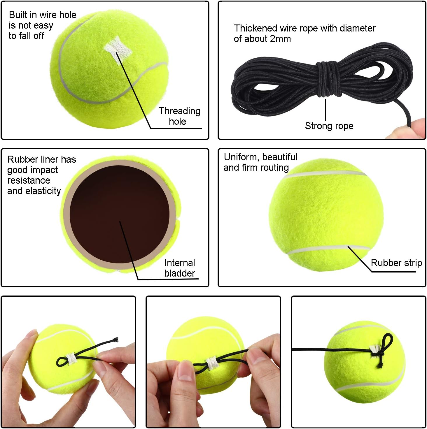 Gejoy Tennis Ball Trainer Tennis Training Tennis Trainer Ball with String Self Practice Training Tennis Ball Tool Tennis Equipment for Tennis Training Supply: Sports & Outdoors