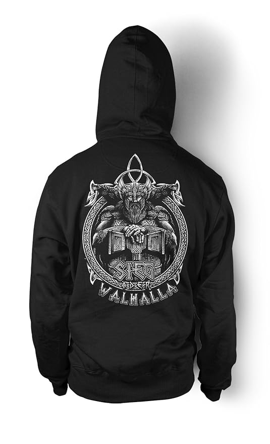 uglyshirt89 Sieg oder Walhalla Männer und Herren Kapuzenpullover | Odin Wikinger Valhalla Geschenk | M1 FB