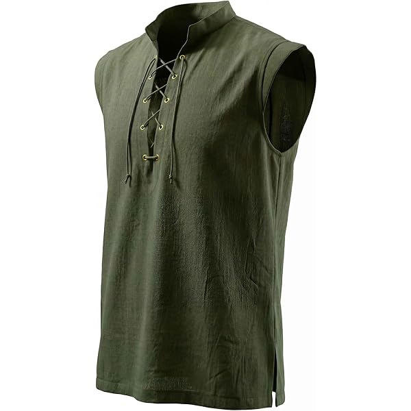 Amazon.com: SYQBR Mens Medieval Pirate Lace-up Sleeveless Shirt
