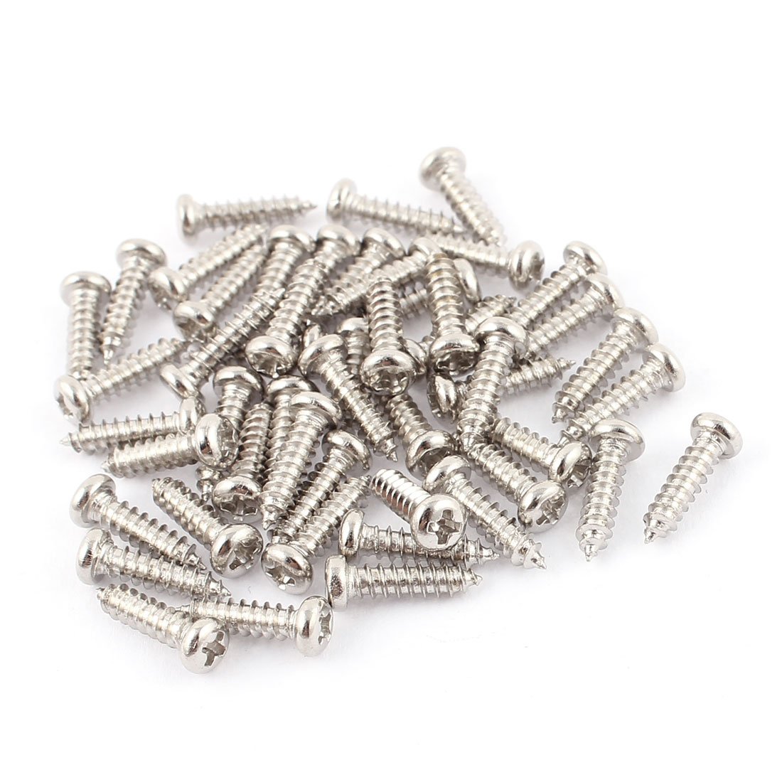 sourcing map 50 Pcs M2.6x10mm Stainless Steel Phillips Round Head Self Tapping Screws Bolts