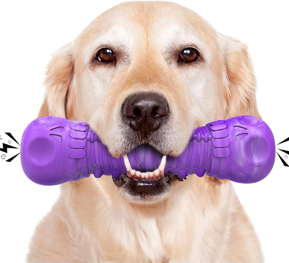 HETOO Indestructible Dog Toy Skull Shape Durable Rubber Chew Large Medium