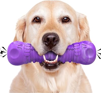 HETOO Indestructible Dog Toy Skull Shape Durable Rubber Chew Large Medium