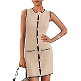 KIRUNDO Women's Work Business Casual Dress 2026 Summer Cocktail Semi Formal Office Elegant Classy Knit Color Block Dresses