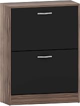Vida Designs Walnut and Black 2-Drawer Shoe Cabinet Wardrobe Hallway Storage view 4