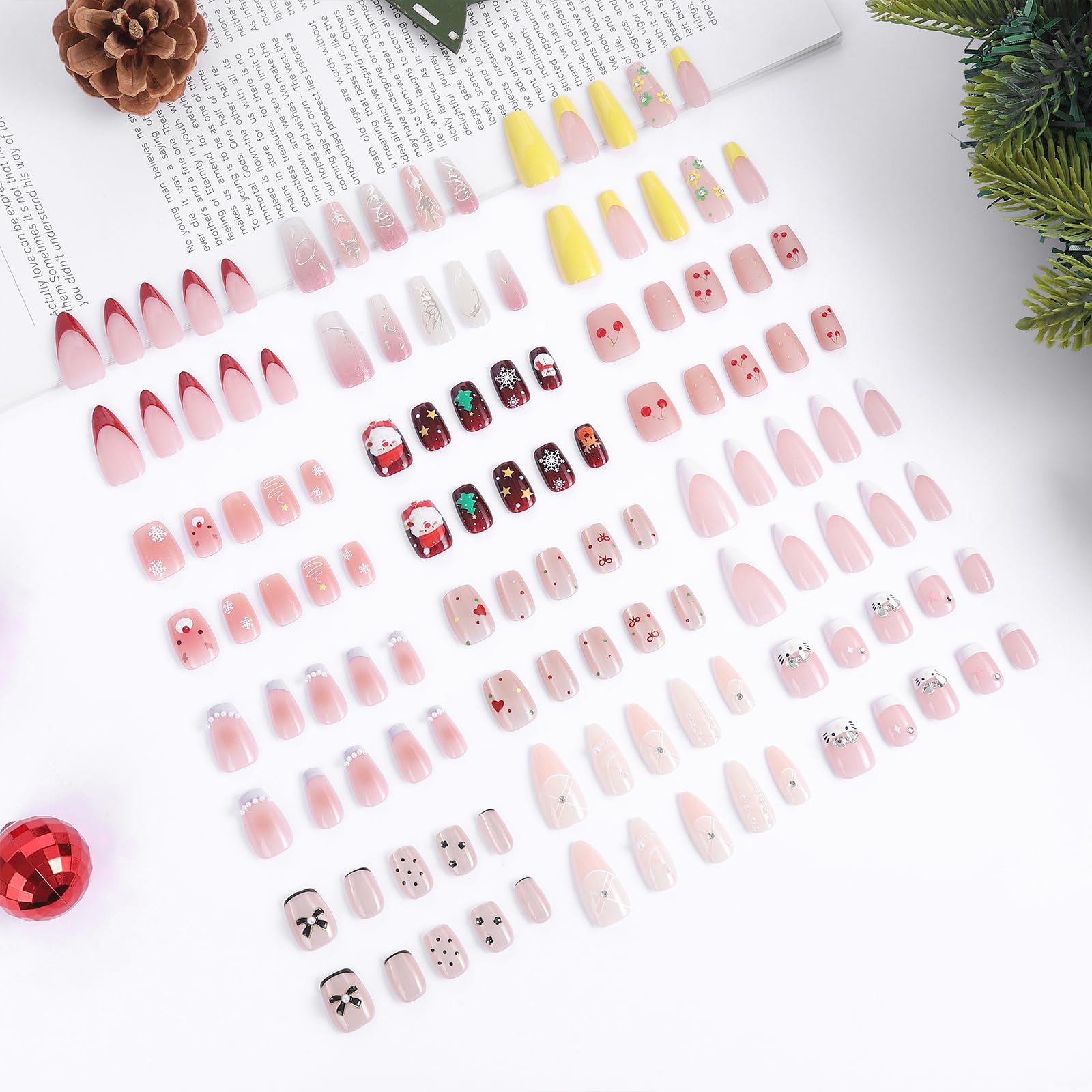 Flvkev 12 Days of Christmas Advent Calendar Press On Nails 2024 Adult Christmas Countdown Calendar Short Medium for Women New Year Fake Nails Gifts (Acrylic) - Image 2
