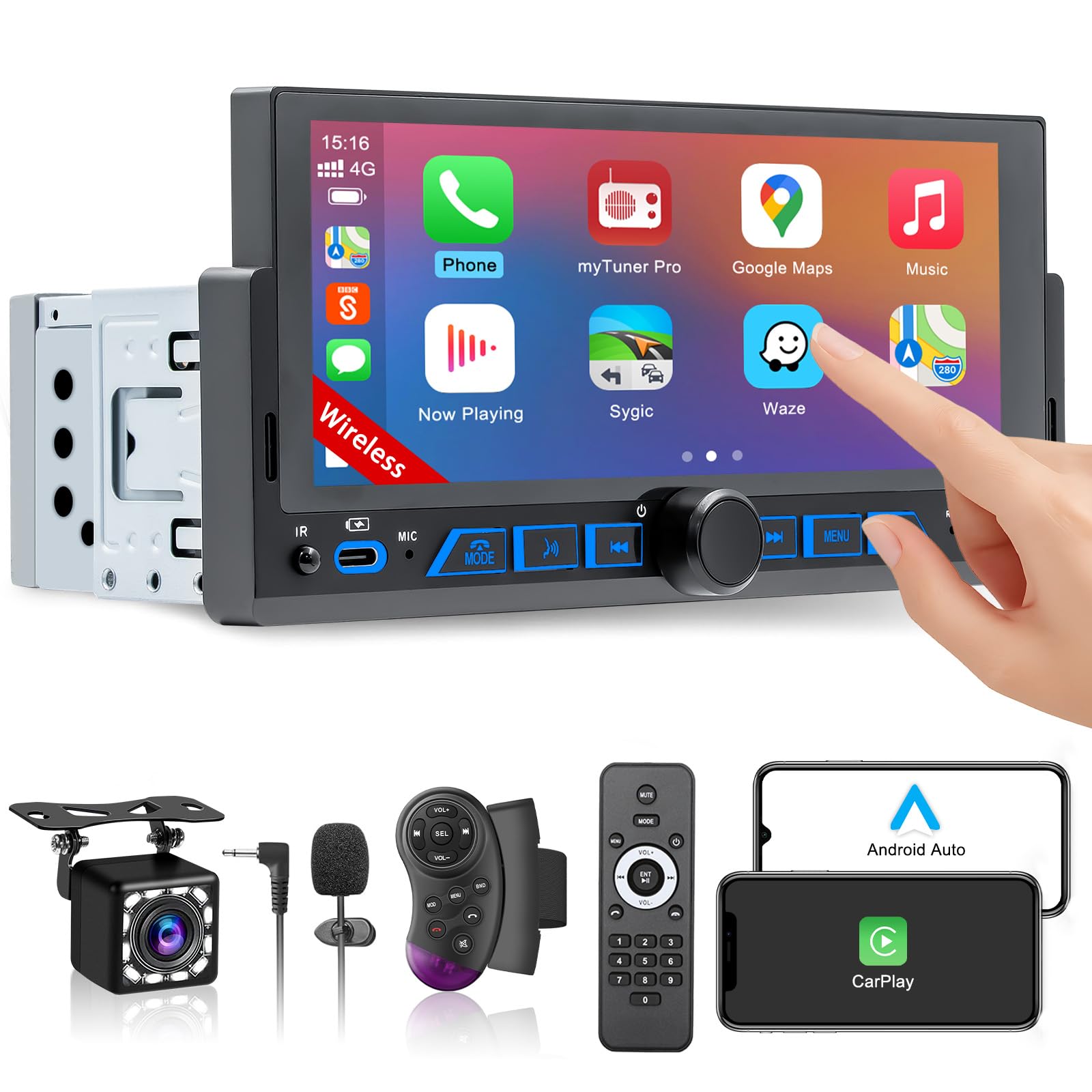 Photo 1 of ***********FOR PARTS ONLY- MISSING PARTS**************
6.86" Wireless Single Din Touchscreen Radio Apple Carplay Android Auto, Single Din Car Stereo with Bluetooth, Mirror Link, Fast Charging, Backup Camera, AM/FM, SWC, EQ, Type-C