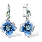 Santuzza Sterling Silver Gemstone Enamel Flower Earrings