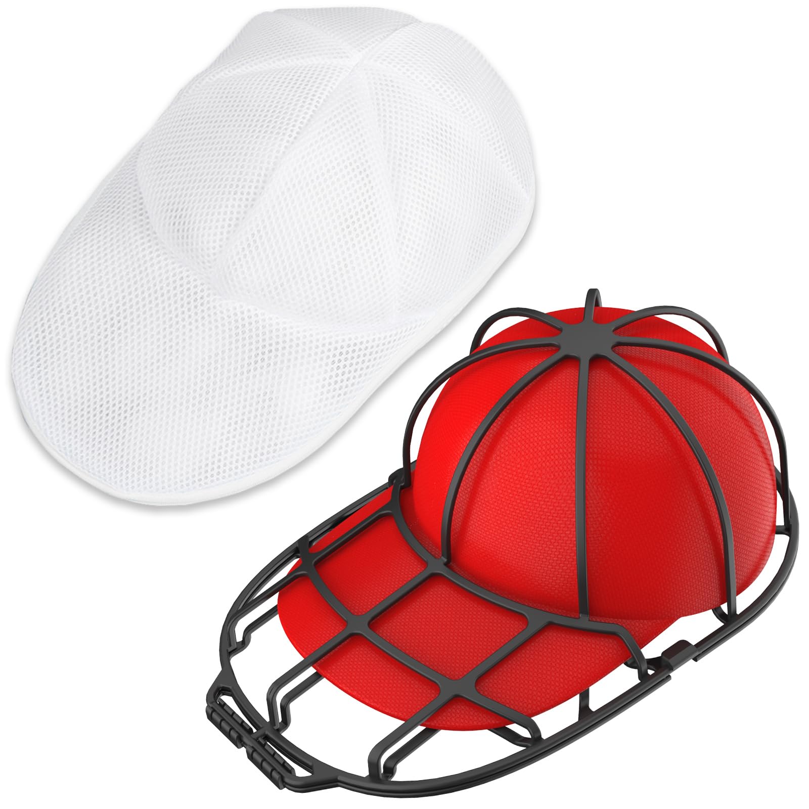 XQXA Hat Washer Cage with Mesh Bag - Hat Cleaner | Perfect Fit for Adult and Kids Hats | Ideal for Baseball Caps | Safe for Dishwasher and Washing Machine | Black | 1-Pack