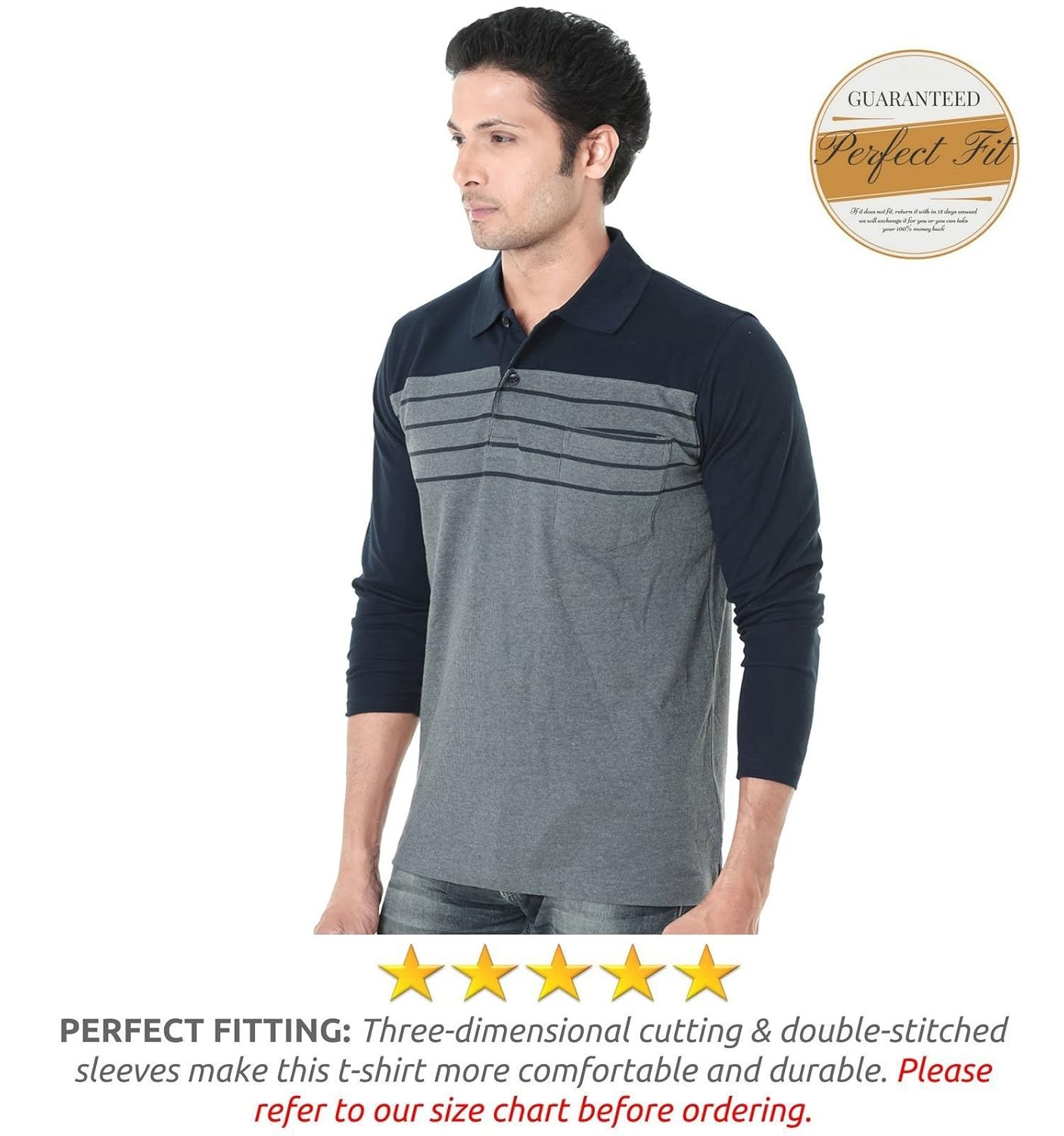 scatchite men's cotton full sleeve polo t-shirt