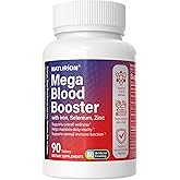 NATURION Mega Blood Booster - Dietary Supplement for White and Red Blood Cell Support with Iron, Selenium, Zinc, Vitamin B12 & Folic Acid - 90 Tablets, 90 Day Supply