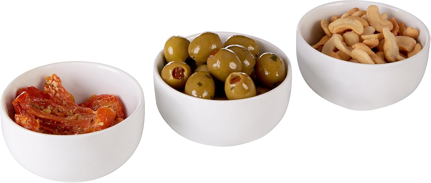 Premier Housewares Entre Serving Bowls - White Porcelain, Set of 3, H5 x W8 x D8cm - Image 3