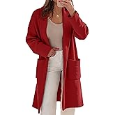 Simplee Womens Long Cardigan Sweaters Fall 2025 Thick Long Sleeve Lapel Collar Coatigan Open Front Oversized Chunky Coat
