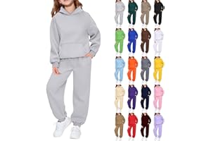 Kids Sweatsuit Boys Girls 2 Piece Tracksuit Jogging Outfits Set Hooded Sweatshirt and Jogger Sweatpants Sets Trendy Clothes
