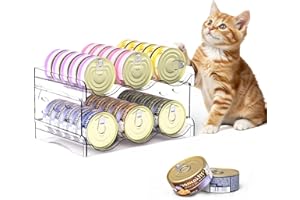 Flenpptly Cat Food Can Organizer, 2-Tier Cat Food Organizer, Transparent Can Organizer for Pantry, Canned Food Organizer Holds 30 (3oz) Cans, Pantry Can Organizer (2-Tier)