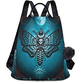 Mnsruu Women Backpack Purse Skull Butterfly Backpack for Women Anti-theft Shoulder Bag Carry On Backpack Lightweight Rucksack Fashion Travel Ladies Bags